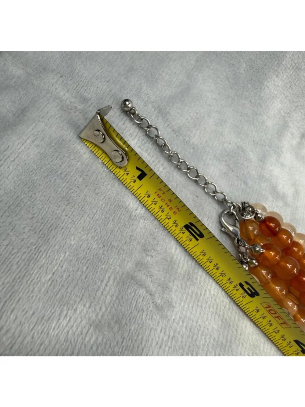 Orange Color Shades Beaded Multi-Layer Necklace Lobster Clasp Closure Vintage
